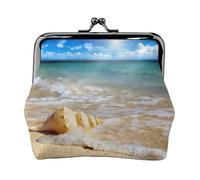 Portamonete piccolo con stampa di conchiglie oceaniche e marine, portafoglio da viaggio leggero per visite turistiche e shopping, Nero , Taglia unica, Portamonete