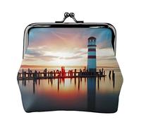 Portamonete piccolo con stampa faro sul mare Portamonete in pelle con chiusura a bacio Portafoglio portamonete Regali per uomo Donna