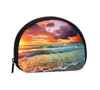 Portamonete piccolo da viaggio alla moda per tramonto o alba sulla spiaggia arcobaleno dell'oceano, ideale per viaggi alla moda.