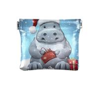 Portamonete Pochette Cambiamento Borse Piccolo Portafoglio, Fiocchi di neve ippopotamo di Natale, Motivo: