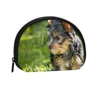 Portamonete,Portafogli Portamonete Portamonete Mini Portafogli per Donne Regalo per Ragazze,Yorkshire Terrier Erba Verde Yorkie Cani Carini