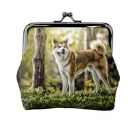 Portamonete,Portafogli Portamonete Portamonete Portamonete Mini Portafogli per Donne Ragazze Akita Inu Nella Foresta Animali Domestici Cani HDR Estate Akita