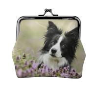 Portamonete,Portafogli Portamonete Portamonete Portamonete Mini Portafogli per Donne Ragazze Border Collie Lawn Black Border Collie Animali Domestici