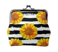 Portamonete,Portafogli Portamonete Portamonete Portamonete Mini Portafogli per Donne Ragazze Girasoli Su Sfondo A Strisce Bianche E Nere