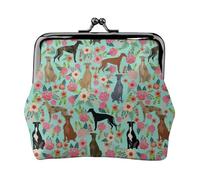 Portamonete,Portafogli Portamonete Portamonete Portamonete Mini Portafogli per Donne Ragazze Levrieri Fiori Carini Menta Vintage Les Fleurs Cani Carini