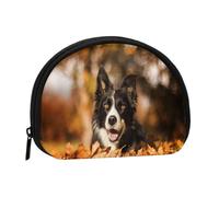 Portamonete,Portafogli Portamonete Portamonete Portamonete Mini Portafogli per Donne Ragazze Regalo,Border Collie Bokeh Autunno Nero Border Collie