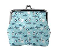 Portamonete,Portafogli Portamonete Portamonete Portamonete Mini Portafogli per Donne Ragazze Sea Life Animali Foca Squalo Balena Pinguino E