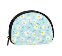 Portamonete,Portafogli Portamonete Portamonete Portamonete Mini Portafogli per Donne Regalo per Ragazze, Delicata Margherita Floreale Blu e Bianca