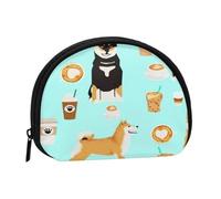 Portamonete,Portafogli Portamonete Portamonete Portamonete Mini Portafogli per Donne Regalo per Ragazze, Modello di Cane con Stampa Caffè Shiba Inu