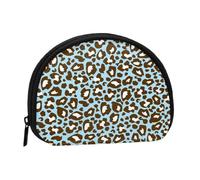 Portamonete,Portafogli Portamonete Portamonete Portamonete Mini Portafogli per Donne Regalo per Ragazze, Stampa Animalier Maculata Leopardata Blu e Marrone
