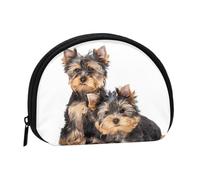 Portamonete,Portafogli Portamonete Portamonete Portamonete Mini Portafogli per Donne Regalo per Ragazze,Due Cuccioli di Yorkshire Terrier