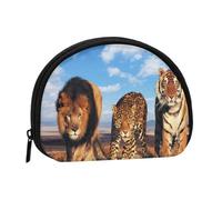 Portamonete,Portafogli Portamonete Portamonete Portamonete Mini Portafogli per Donne Regalo per Ragazze,Leone Leopardo e Tigre Lotta per il Cibo Stampato