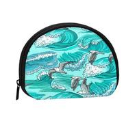 Portamonete,Portafogli Portamonete Portamonete Portamonete Mini Portafogli per Donne Regalo per Ragazze, Onde Schizzo Uccelli Gabbiano