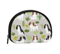 Portamonete,Portafogli Portamonete Portamonete Portamonete Mini Portafogli per Donne Regalo per Ragazze, Cavalier King Charles Spaniel Cane con Simpatico Cactus
