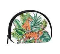 Portamonete,Portafogli Portamonete Portamonete Portamonete Mini Portafogli per Donne Regalo per Ragazze,Foglie Tropicali Botaniche Tigre