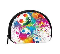 Portamonete,Portafogli Portamonete Portamonete Portamonete Mini Portafogli per Donne Regalo per Ragazze, Spruzzi Colorati su Tutto il Calcio
