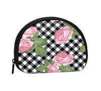 Portamonete,Portafogli Portamonete Portamonete Portamonete Mini Portafogli per Donne Regalo per Ragazze, Stampa Rose su Percalle Bianco Nero
