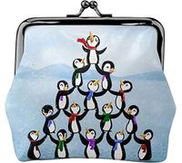 Portamonete Portafoglio Natale Pinguino Fiocco di Neve Albero Carino Donne Ragazza Pelle Kiss-Lock Chiusura Fibbia Portafoglio Cambiare Pouch, Come nella foto, Taglia unica, Organizer per borse