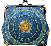 Portamonete Portamonete Astrologia Cerchio dei Segni Zodiacali Oroscopo Donna Ragazza Viaggio Kiss-Lock Chiusura Chiusura Fibbia Portafoglio Portamonete
