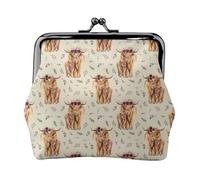 Portamonete, Portamonete Portamonete Portamonete Portamonete Mini Portafogli per Donna Ragazza Highland Floral Cow On Tan