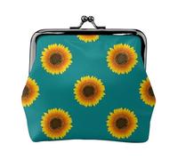 Portamonete,portamonete Portamonete Portamonete Portamonete Mini Portafogli per donne Ragazze Girasole senza cuciture su sfondo verde acqua