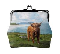 Portamonete, Portamonete Portamonete Portamonete Portamonete Mini Portafogli per donne Ragazze Highland Cow By The Sea