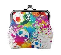 Portamonete, Portamonete Portamonete Portamonete Portamonete Mini Portafogli per donne Ragazze Spruzzi colorati su tutto il calcio