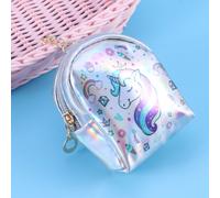 Portamonete portatile con unicorno iridescente, mini portafoglio, tasca con