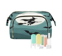 Portamonete portatile da donna per la notte di Halloween della strega della borsa cosmetica da viaggio per gli accessori