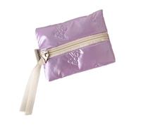 Portamonete portatile dal design elegante con fiocco, chiusura compatta con cerniera, per carte di credito, contanti, viaggi, essenziale, leggero, per tutti i giorni, Viola, Bellezza di massa