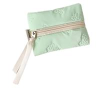 Portamonete portatile dal design elegante con fiocco, chiusura compatta con cerniera, per carte e contanti, da viaggio, essenziale ed elegante organizer per carte e contanti, Verde