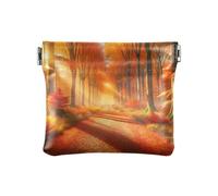 Portamonete portatile, foresta innevata, portamonete, piccola borsa per il trucco da donna, Autunno Sentiero Dor, Taglia unica, Autunno Sentiero Dor