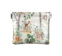 Portamonete portatile in pelle da donna per ragazze donne signore carta da parati storie acquerello animali, Multicolore, 1 size, Moderno/adattabile