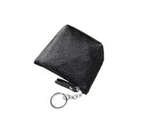 Portamonete portatile in vera pelle, vintage, portachiavi, monete, auricolari, per donne e uomini, mini portafoglio, Nero , Taglia unica