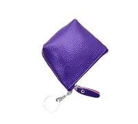 Portamonete portatile in vera pelle, vintage, portachiavi, monete, auricolari, per donne e uomini, mini portafoglio, Viola scuro, Taglia unica