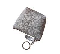 Portamonete portatile in vera pelle, vintage, portachiavi, monete, auricolari, per donne e uomini, mini portafoglio, Grigio, Taglia unica