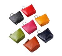 Portamonete portatile in vera pelle, vintage, portachiavi, monete, auricolari, per donne e uomini, mini portafoglio, Colore casuale, 1 pezzo, Taglia unica