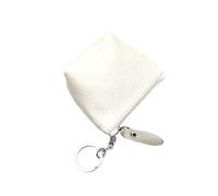 Portamonete portatile in vera pelle, vintage, portachiavi, monete, auricolari, per donne e uomini, mini portafoglio, bianco, Taglia unica