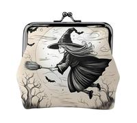 Portamonete pratico con stampa di strega di Halloween, mini portamonete da donna (11,5 x 10,5 cm) squisito, nero, Taglia unica