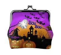 Portamonete pratico con stampa di zucca con gufo di Halloween e fantasma, mini portamonete da donna (11,5 x 10,5 cm) squisito, nero, Taglia unica
