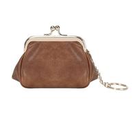 Portamonete retrò compatto e carino da 1 pezzo, portamonete con chiusura a bacio, piccolo portafoglio, in tinta unita donna portachiavi Per L'uso Quotidiano, I Viaggi(Brown)