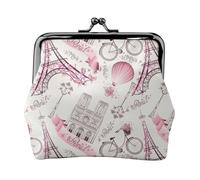 Portamonete romantico da viaggio a Parigi, portamonete con chiusura a bacio, piccolo portamonete in pelle PU per donne