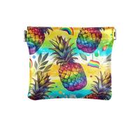 Portamonete rosa con cavallo floreale portamonete portamonete, portamonete per uomo e donna, Arcobaleno Ananas, Taglia unica, Arcobaleno Ananas