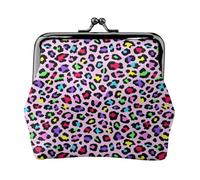 Portamonete rosa leopardato arcobaleno, portamonete con chiusura a bacio, portamonete da donna in pelle PU