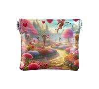 Portamonete rosso con cappuccio adorabile in pelle, mini portagioie per donne e uomini, Sentiero dei fiori di San Valentino, Taglia unica, Sentiero dei fiori di San Valentino