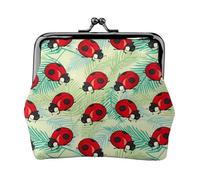 Portamonete rosso con coccinelle e foglie, portamonete con chiusura a bacio, piccolo portamonete in pelle PU da donna