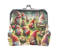 Portamonete rosso con gnomi di San Valentino, portamonete portatile in pelle PU, organizer per portafoglio, Valentine Gnomi Verde, Taglia unica, Valentine Gnomi Verde