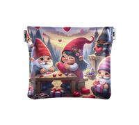 Portamonete rosso con gnomi regalati, piccolo portamonete portatile, da viaggio, per cosmetici, cuffie, gioielli, Simpatici gnomi di San Valentino, Taglia unica, Simpatici gnomi di San Valentino