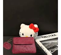 Portamonete rosso di Hello Kitty di Sanrio - Portafoglio mini carino per auricolari, ID e carte, design portatile con ciondolo, mini portafoglio da donna KT bianco,KT rosso,KT neroAnimalePoliuretano