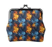 Portamonete rosso e blu con stampa di leone di fuoco per donne, portamonete con chiusura a bacio, portamonete in pelle PU